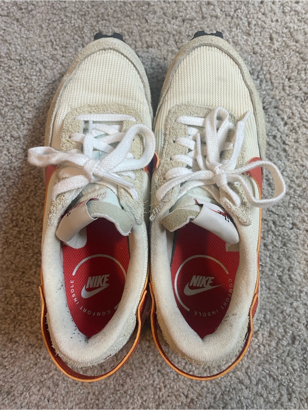 Nike cream Sneakers with Orange Accents